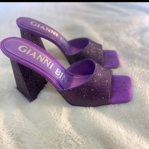 Gianni Bini CaylorTwo Purple Rhinestone Sculptural Heel Sandals